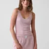 Mini-Pyjama-Oberteil mit Rippenbündchen und Spitzenbesatz