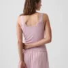 Mini-Pyjama-Oberteil mit Rippenbündchen und Spitzenbesatz