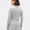 Mini-Ripp-Pyjama-Oberteil mit Spitzenbesatz
