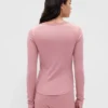 Mini-Ripp-Pyjama-Oberteil mit Spitzenbesatz