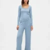 Mini-Ripp-Pyjama-Oberteil mit Spitzenbesatz