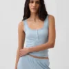 Mini-Ripp-Spitzen-Henley-Pyjama-Oberteil