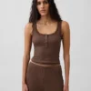 Mini-Ripp-Spitzen-Henley-Pyjama-Oberteil