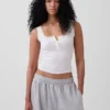 Mini-Ripp-Spitzen-Henley-Pyjama-Oberteil