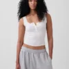 Mini-Ripp-Spitzen-Henley-Pyjama-Oberteil