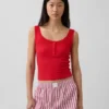 Mini-Ripp-Spitzen-Henley-Pyjama-Oberteil