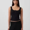Mini-Ripp-Spitzen-Henley-Pyjama-Oberteil