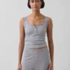 Mini-Ripp-Spitzen-Henley-Pyjama-Oberteil