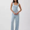 Mini-Ripp-Spitzen-Henley-Pyjama-Oberteil