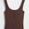 Mini-Ripp-Spitzen-Henley-Pyjama-Oberteil