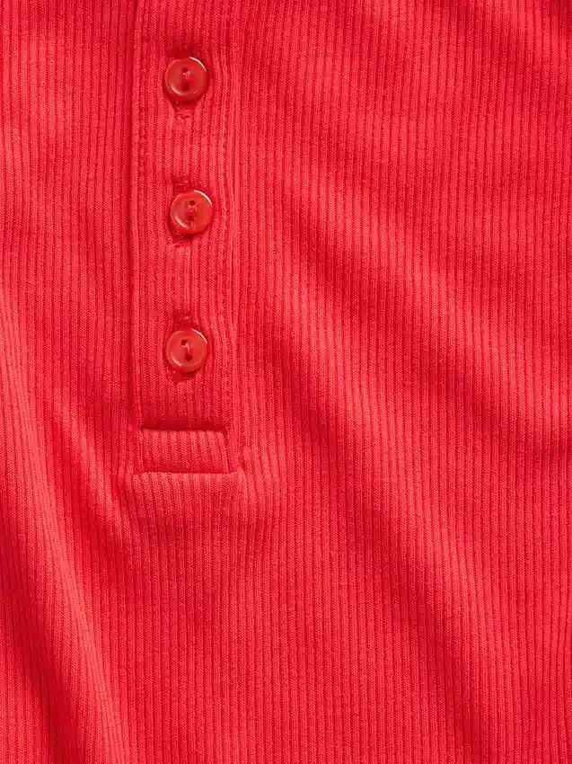 Mini-Ripp-Spitzen-Henley-Pyjama-Oberteil