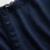 Mini-Ripp-Spitzen-Henley-Pyjama-Oberteil