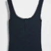 Mini-Ripp-Spitzen-Henley-Pyjama-Oberteil