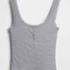 Mini-Ripp-Spitzen-Henley-Pyjama-Oberteil