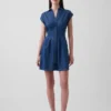 Mini-Shirtkleid aus Denim mit Falten