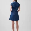 Mini-Shirtkleid aus Denim mit Falten