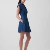 Mini-Shirtkleid aus Denim mit Falten