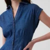 Mini-Shirtkleid aus Denim mit Falten