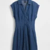 Mini-Shirtkleid aus Denim mit Falten