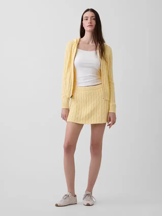 Mini-Skort aus 100 % Baumwolle im Zopfmuster