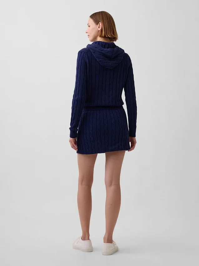 Mini-Skort aus 100 % Baumwolle im Zopfmuster