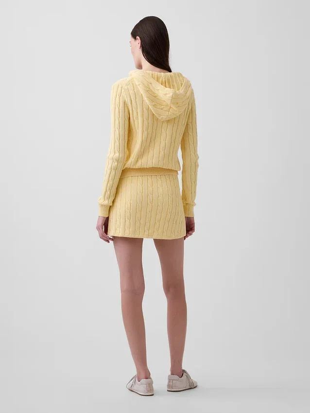 Mini-Skort aus 100 % Baumwolle im Zopfmuster