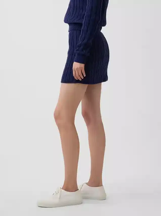 Mini-Skort aus 100 % Baumwolle im Zopfmuster