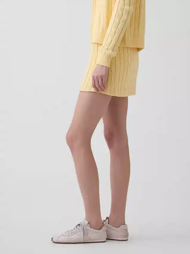 Mini-Skort aus 100 % Baumwolle im Zopfmuster