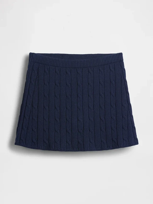 Mini-Skort aus 100 % Baumwolle im Zopfmuster