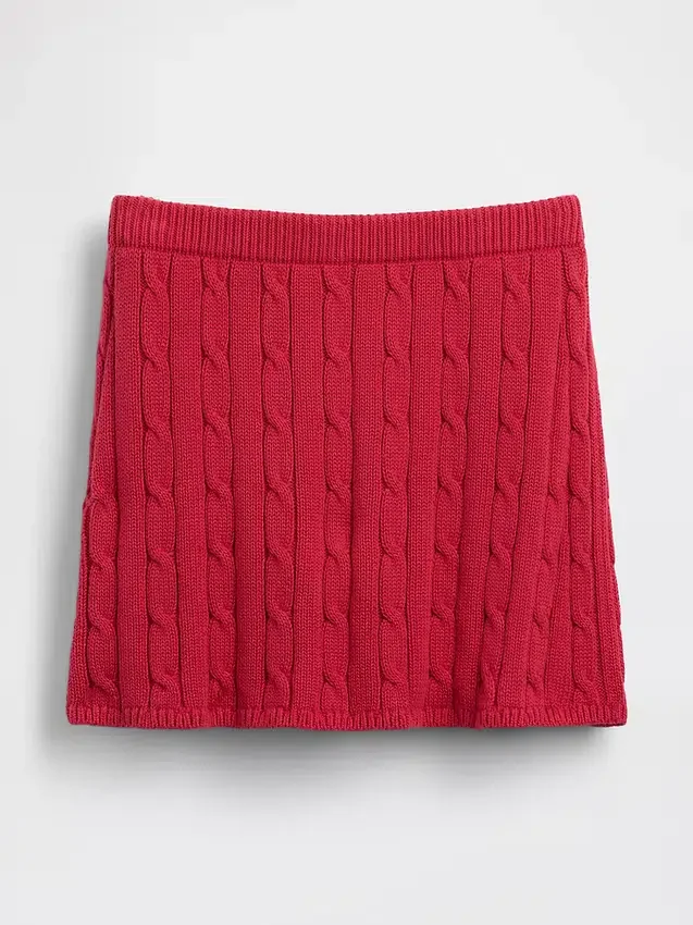Mini-Skort aus 100 % Baumwolle im Zopfmuster