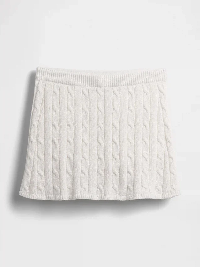 Mini-Skort aus 100 % Baumwolle im Zopfmuster