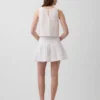 Mini-Skort aus Baumwollgaze mit gesmoktem Bund