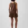 Mini-Skort aus Baumwollgaze mit gesmoktem Bund