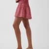 Mini-Skort aus Baumwollgaze mit gesmoktem Bund