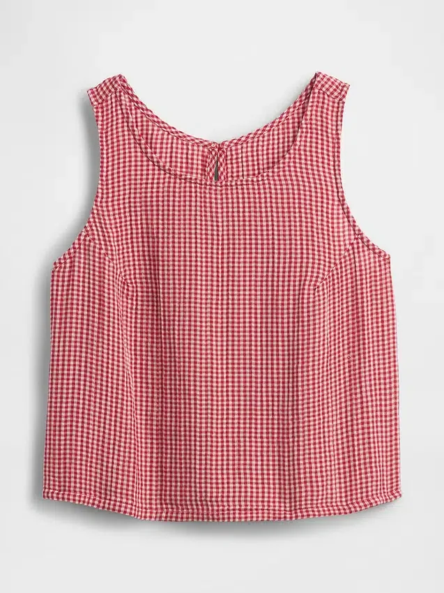 Mini-Skort aus Baumwollgaze mit gesmoktem Bund