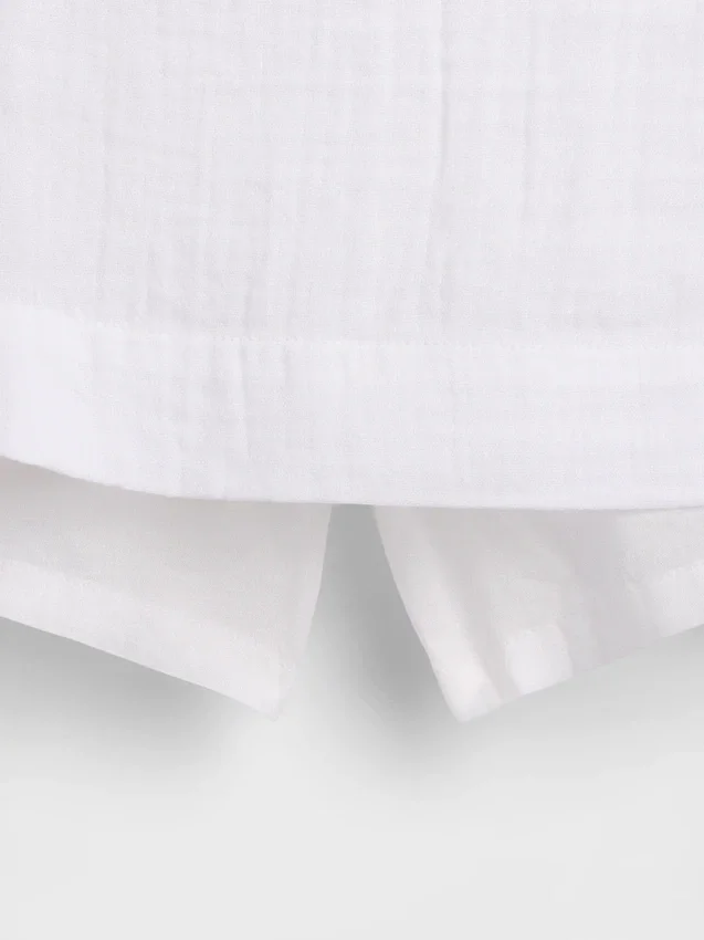 Mini-Skort aus Baumwollgaze mit gesmoktem Bund