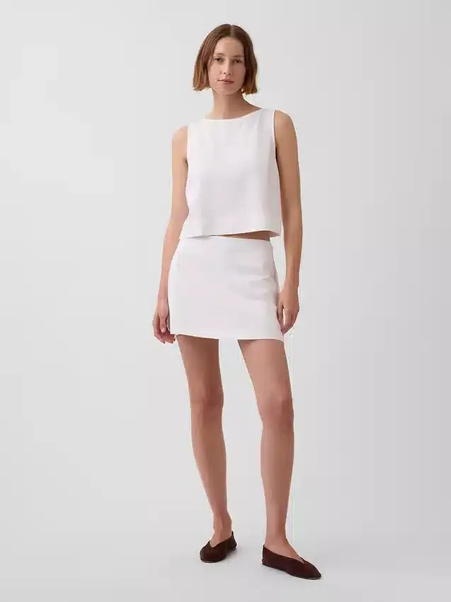 Mini-Skort aus Leinenmischung