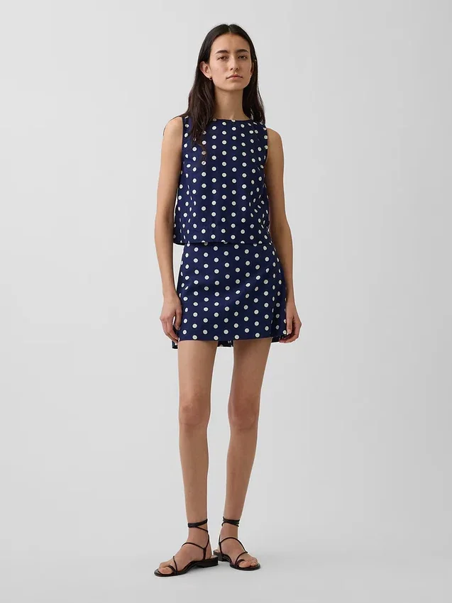 Mini-Skort aus Leinenmischung