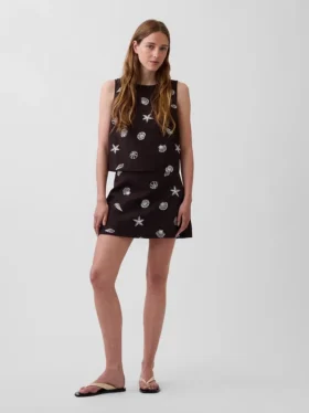 Mini-Skort aus Leinenmischung