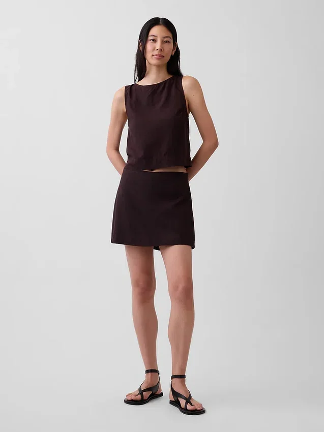 Mini-Skort aus Leinenmischung