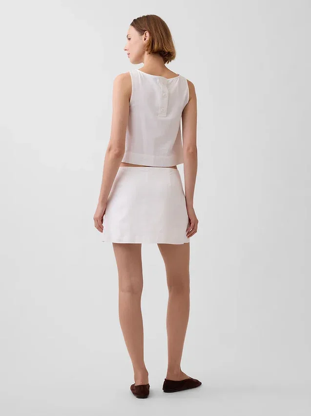 Mini-Skort aus Leinenmischung