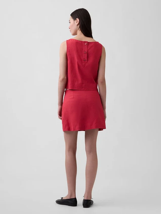 Mini-Skort aus Leinenmischung