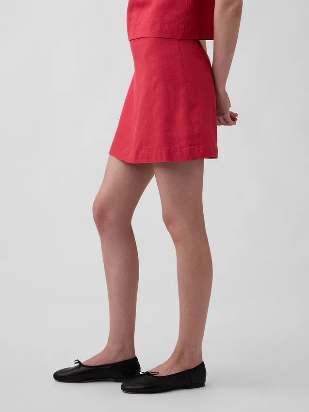 Mini-Skort aus Leinenmischung