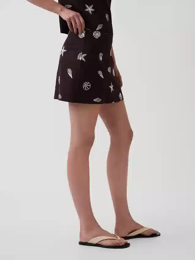 Mini-Skort aus Leinenmischung