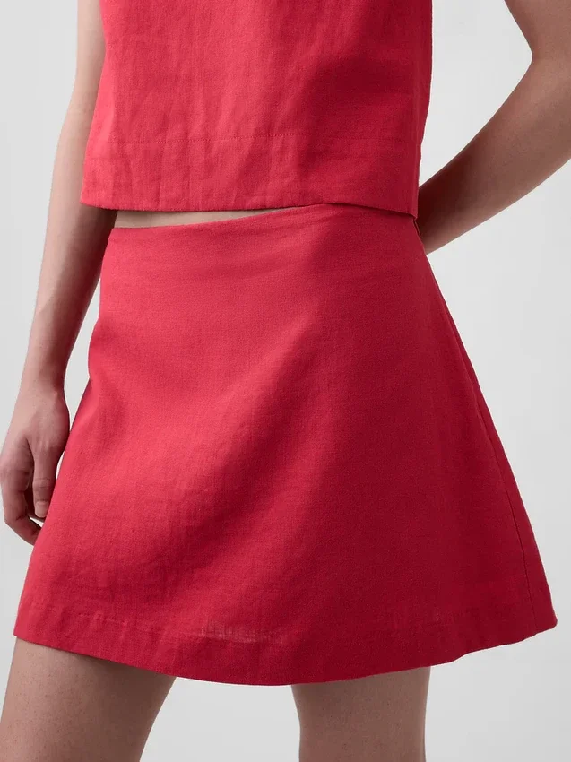 Mini-Skort aus Leinenmischung