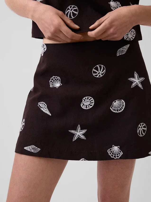 Mini-Skort aus Leinenmischung