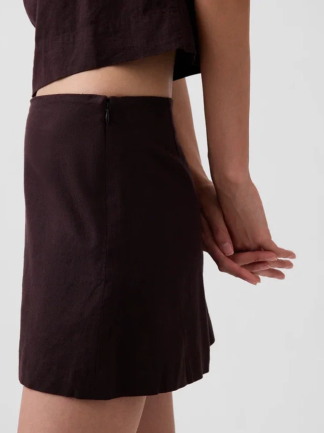 Mini-Skort aus Leinenmischung