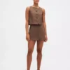 Mini-Skort aus Leinenmischung mit Knopfleiste