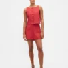 Mini-Skort aus Leinenmischung mit Knopfleiste