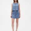 Mini-Skort aus Leinenmischung mit Knopfleiste